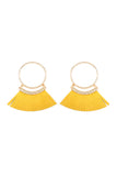 HOOP WITH DANGLING FRINGE LEATHER EARRINGS