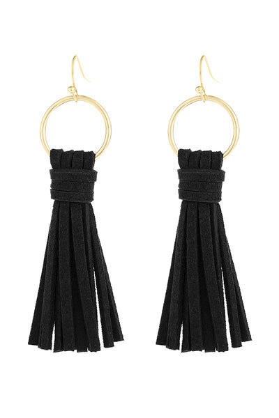 LEATHER TASSEL EARRINGS