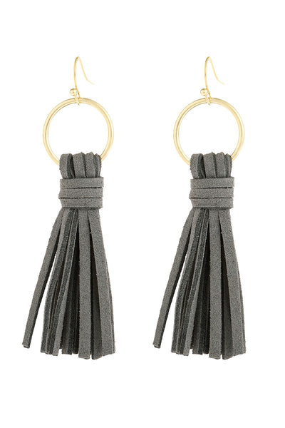 LEATHER TASSEL EARRINGS
