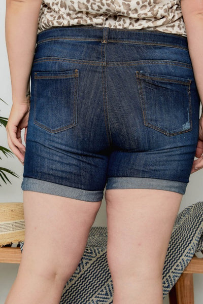 Dark Denim Curvy Shorts