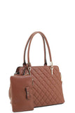 2IN1 QUILT DESIGN TOTE BAG WITH CLUTCH SET