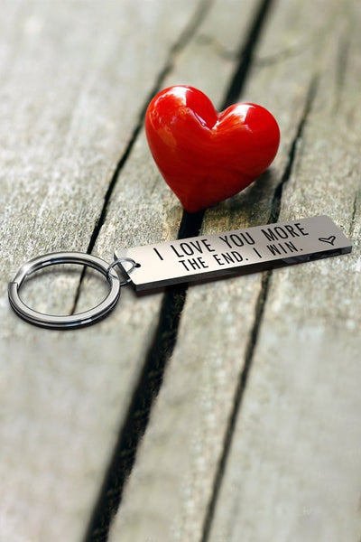 Valentine Lettering Stainless Steel Keychain