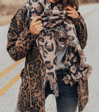 Fringed Edge Leopard Scarf