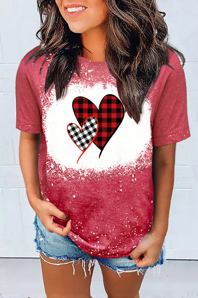 Valentine Plaid Print T-shirt