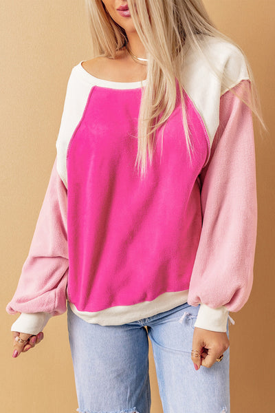 "Rose" Colorblock Fleece Sweatshirt