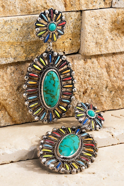 Bohemian Oval Blossom Earrings