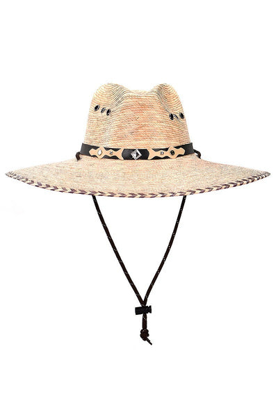 Wide Leather Band Brim Straw Sun Hat