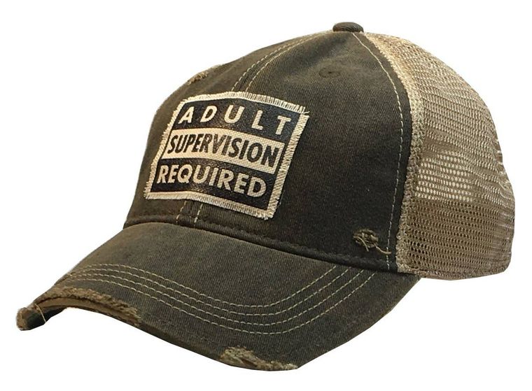 Adult Supervision Required Distressed Trucker Cap